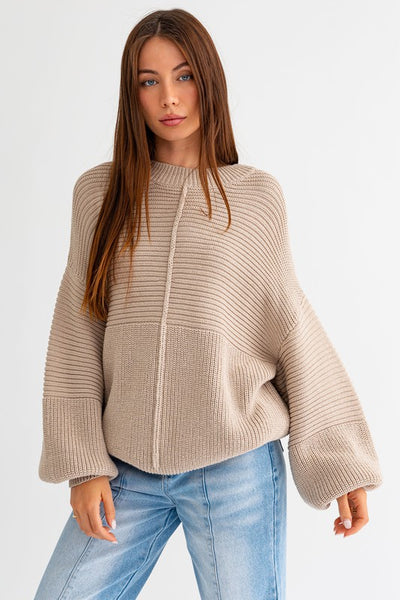 Ribbed Knitted Sweater – White Lotus