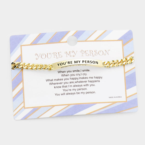"You're My Person" Mantra Bracelet on Chain