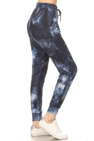 "Forever And More" White And Blue Tie-Dye Joggers