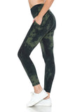 Lotus Athletics: Dark Green Tie-Dye Leggings With Pockets