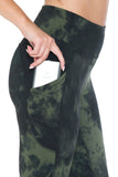 Lotus Athletics: Dark Green Tie-Dye Leggings With Pockets