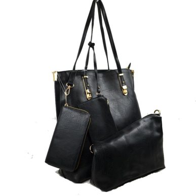 4 in 1 Vegan Tote Bag: Black