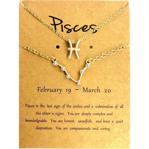 Gold Zodiac Necklace & Constellation Bracelet Duo