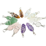 Wire Wrapped Opalite Crystal Pendant Necklace