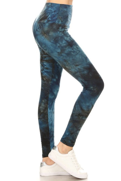 Lotus Athletics: "Magic Leggings"- Blue & Black Tie Dye