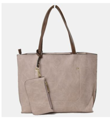 Reversible 2 N 1 Tote Bag w/Crossbody: Blush/Brown