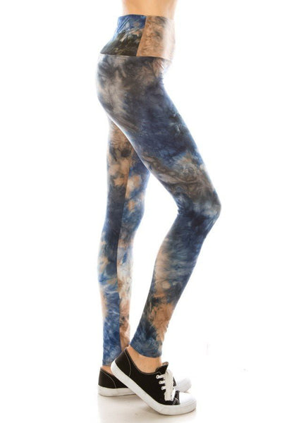 Lotus Athletics: "Magic Leggings" - blue/orange tie dye