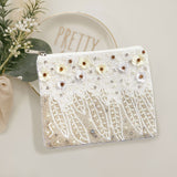 Pearl Sequin Beaded Flower Leaf Mini Pouch Bag