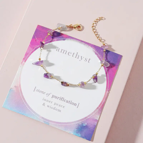 Gold Amethyst Crystal Bracelet