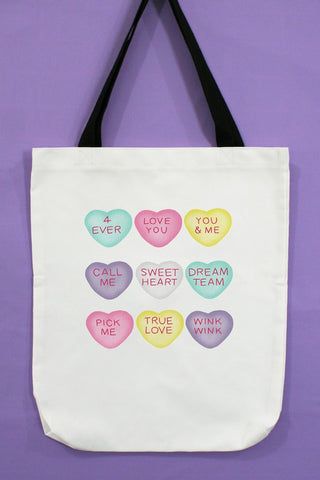 Candy Hearts Valentines Tote Bag