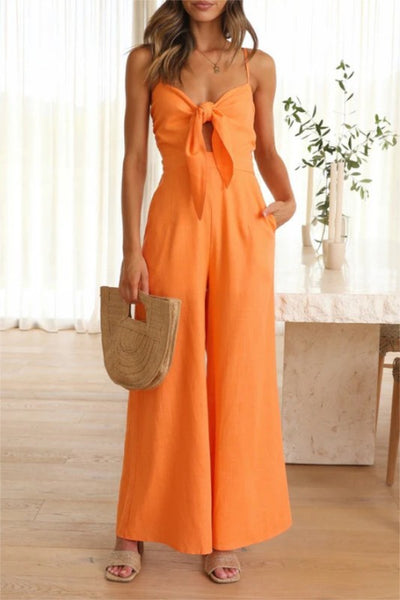 "In a Daze" Orange Adjustable Jumpsuit