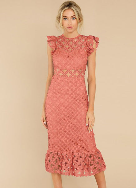 "Easy Breezy" Pink Crochet Dress