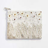 Pearl Sequin Beaded Flower Leaf Mini Pouch Bag