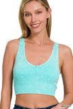 Stone Wash V-Neck Tank Top - Padded