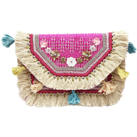 Pink Tassel Clutch