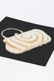 Pearl Rhinestone Beaded Top Handle Clutch Bag