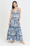 "Sweetheart Charm" Blue Floral Maxi Dress