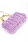 Quilted Faux Fur Chunky Chain Crossbody Bag