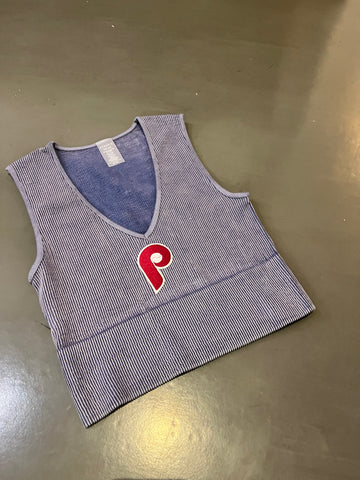 Phillies acid washed blue Ribbed Tank - one size