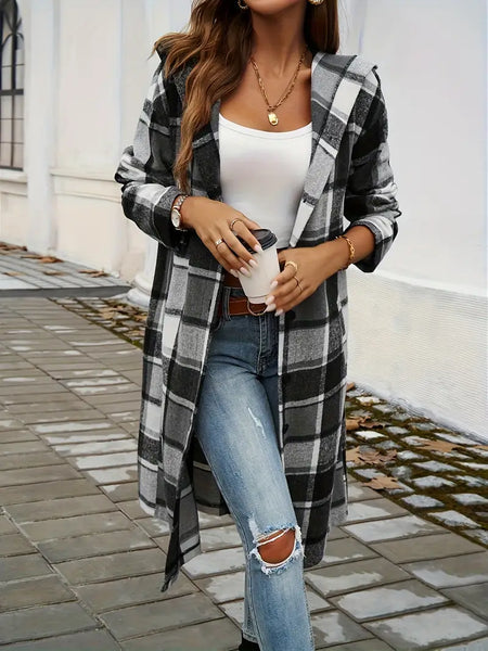 "Forever In Style" Dark Grey & White Plaid Jacket