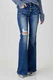 RISEN Distressed Button-Fly Flare Jeans - ONLINE ONLY