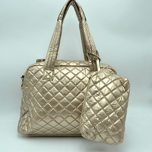 Gold Quilted Puffer Bag 2 in 1