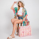 Boho Pattern Fringe Beach Bag - Coral