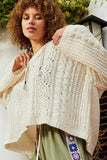 POL Cable Knit Hooded Chenille Sweater