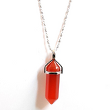 Wire Wrapped Carnelian Crystal Pendant Necklace