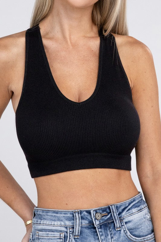 Women's Racerback Ribbed Crop Tank Tops for Summer Business Casual