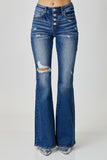 RISEN Distressed Button-Fly Flare Jeans - ONLINE ONLY