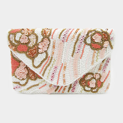 Flower Multi Color Sequin Clutch