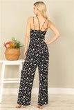 "Let's Do This" Black/White Floral Pattern Jumpsuit