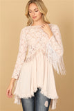 "Blushing" Lace Tassel Sleeve Top