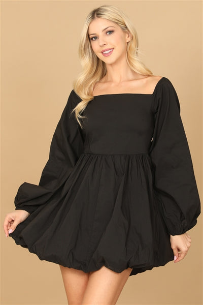 "Figured It Out" Black Bubble Skirt Dress