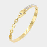 Evil Eye Hamsa Hand Rhinestone Bracelet