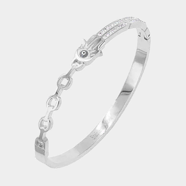 Evil Eye Hamsa Hand Rhinestone Bracelet