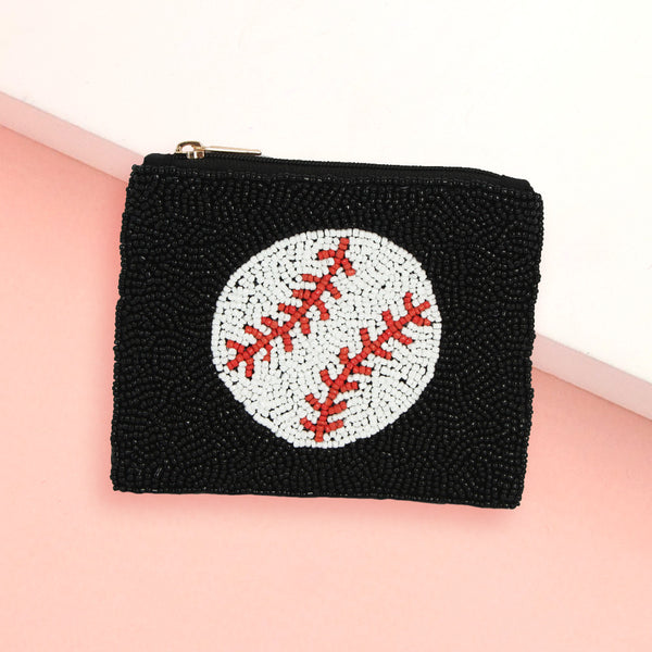 "Baseball" Beaded Pouch