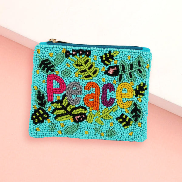 "Peace" Beaded Pouch