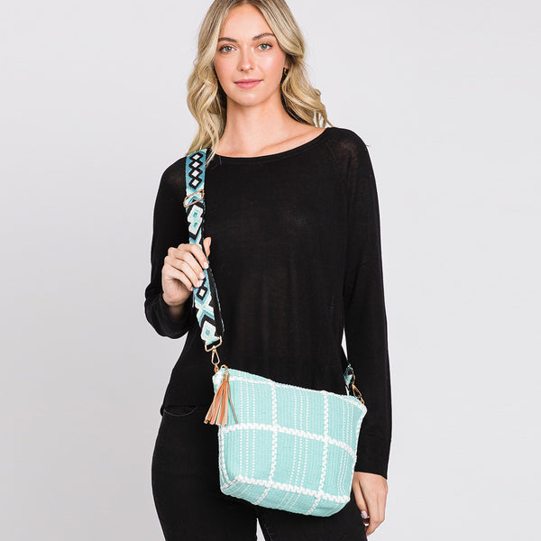 Checker Tassel Crossbody Bag