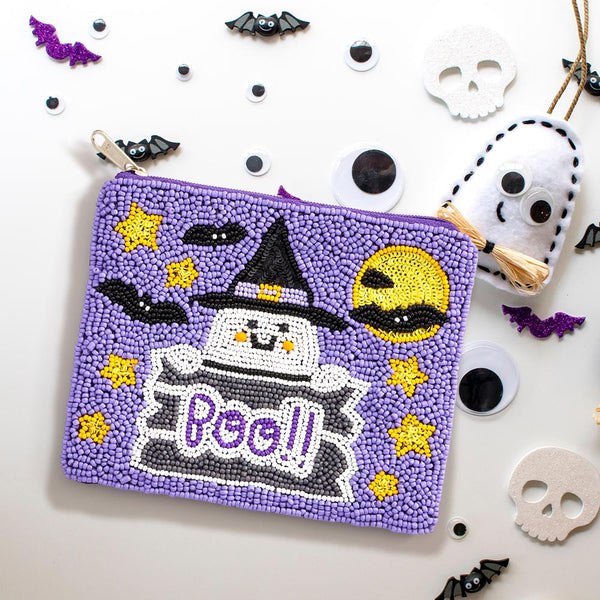 "Boo" Beaded Pouch