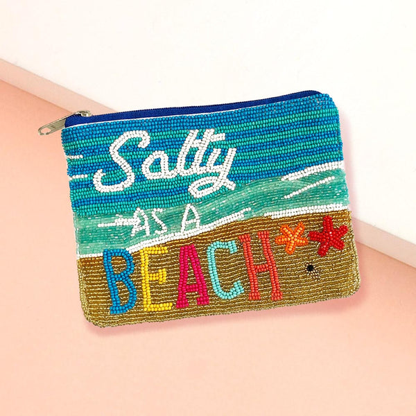 "Salty As a Beach" Beaded Pouch