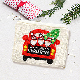 "Merry Christmas" Beaded Pouch