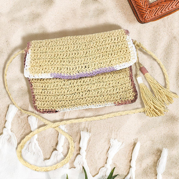 Double Tassel Straw Crossbody