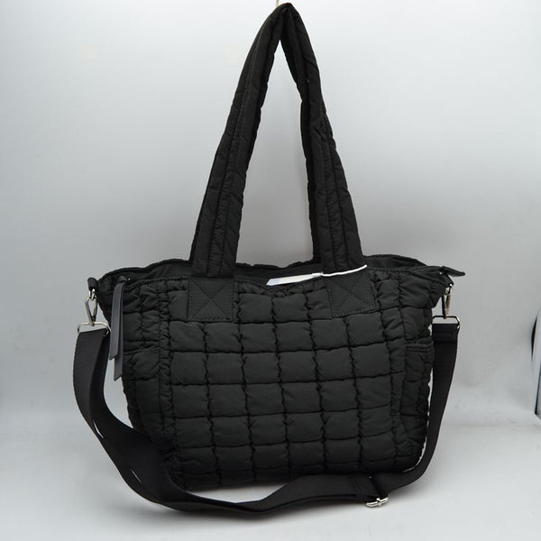 Black Puffer Bag Tote with Straps