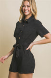 "Tied Around" Woven Black Romper