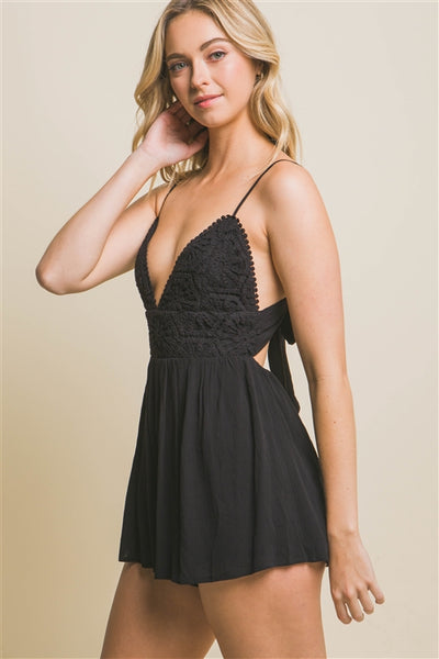 "My Peace" Black Lace Romper