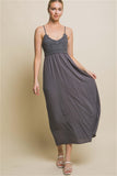 "Wondering" Charcoal Lace Top Maxi Dress