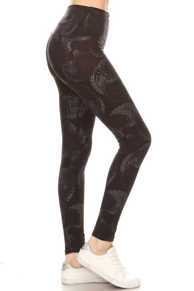Lotus Athletics: "Magic Leggings"- Grey & Black Paisley