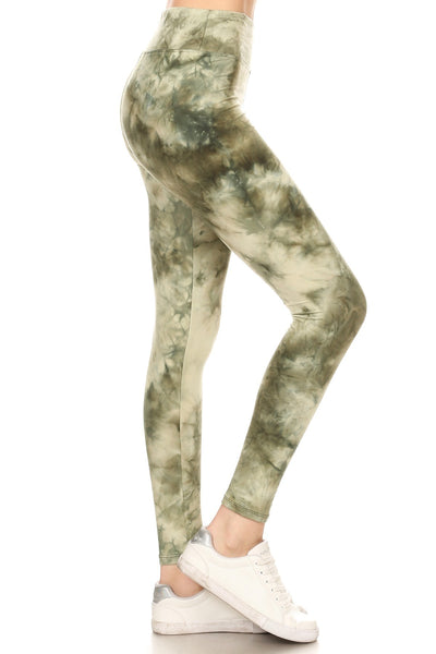 Lotus Athletics: "Magic Leggings" - Green Tie Dye